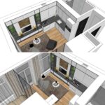 Interieurontwerp klein appartement 26 m2 Nassaukade Amsterdam 2021.